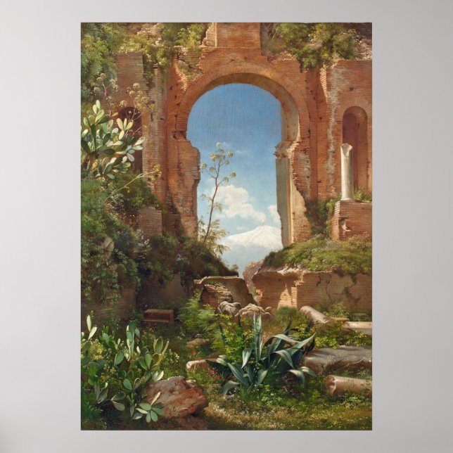 Aagaard Ruins Mount Etna Landscape Painting Poster (Vorne)