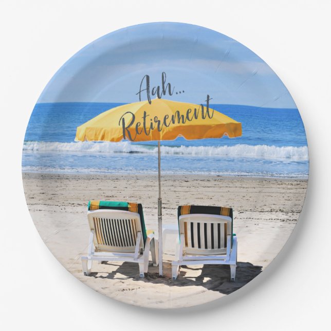 Aah...Ruhestand, ein Tag am Strand Pappteller (Vorderseite)