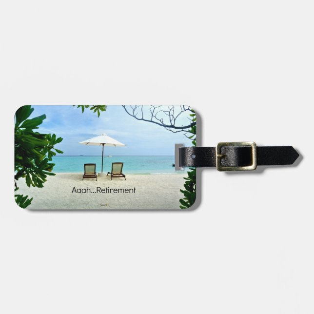 Aah...Ruhestand, entspannende Strandszene Gepäckanhänger (Vorderseite horizontal)