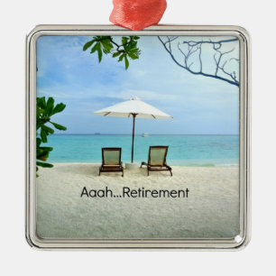 Aah...Ruhestand, entspannende Strandszene, Ornament Aus Metall