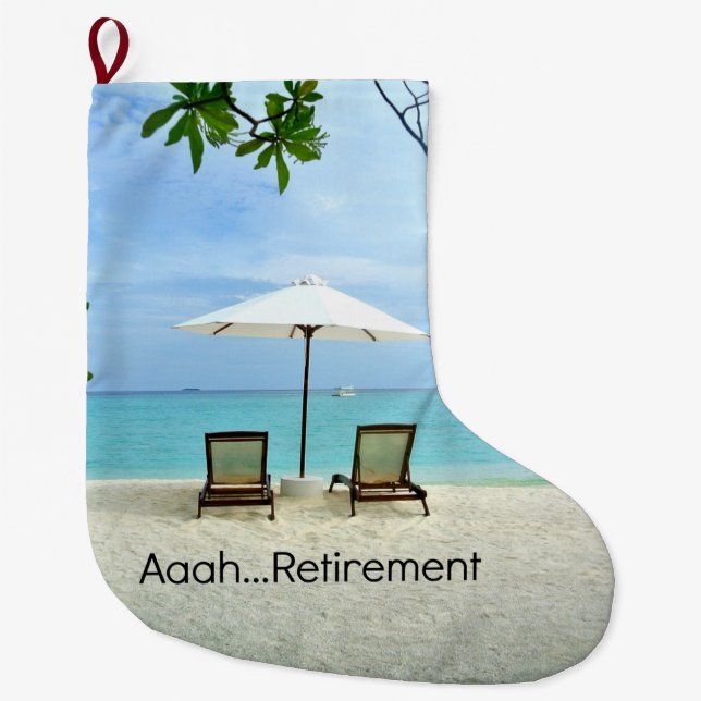 Aah...Ruhestand, Entspannung am Strand Großer Weihnachtsstrumpf (Vorderseite)