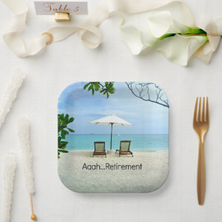 Aah Ruhestand...Entspannung am Strand, Pappteller