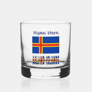 Aaland-Inseln Ålander-Flagge Blau Personalisierung Whiskyglas