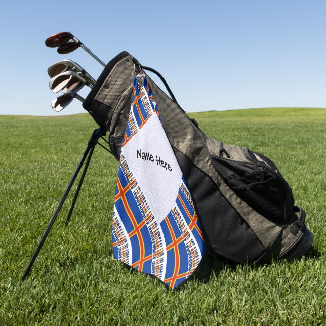 Aaland Islands and Ålander Flag geteert Personalis Golfhandtuch (Gras)