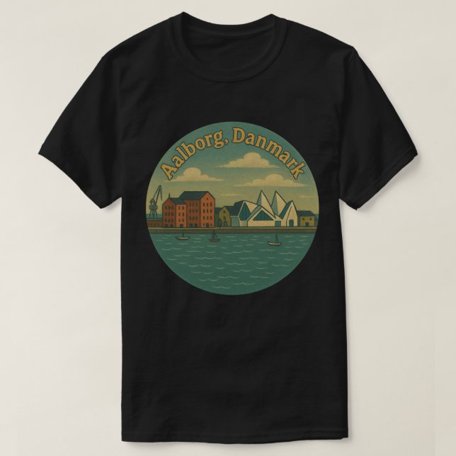 Aalborg Denmark Cityscape T-Shirt (Design vorne)