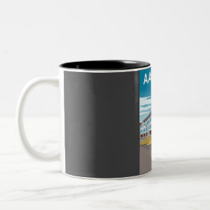 Aalborg Denmark Vintag Minimal Retro Travel Poste Zweifarbige Tasse