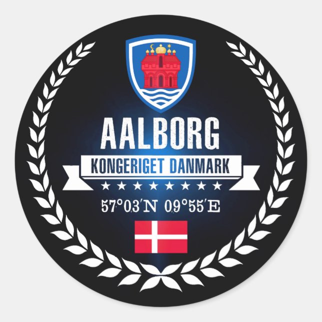 Aalborg Runder Aufkleber (Vorderseite)