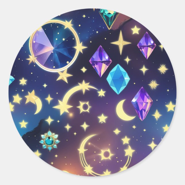 AAlexandrite Sapphire Celestial Moon Luxury Gem  Runder Aufkleber (Vorderseite)