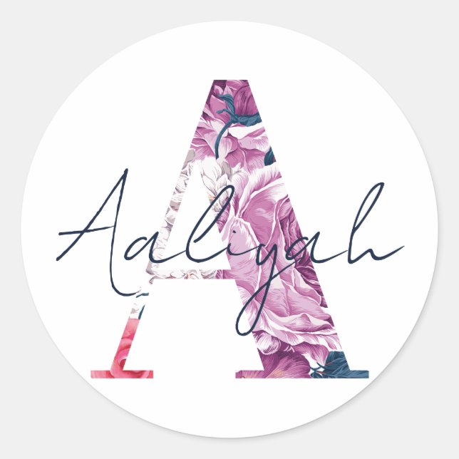 Aaliyah Nom Autocollant Personnalisé Filles Étique (Devant)