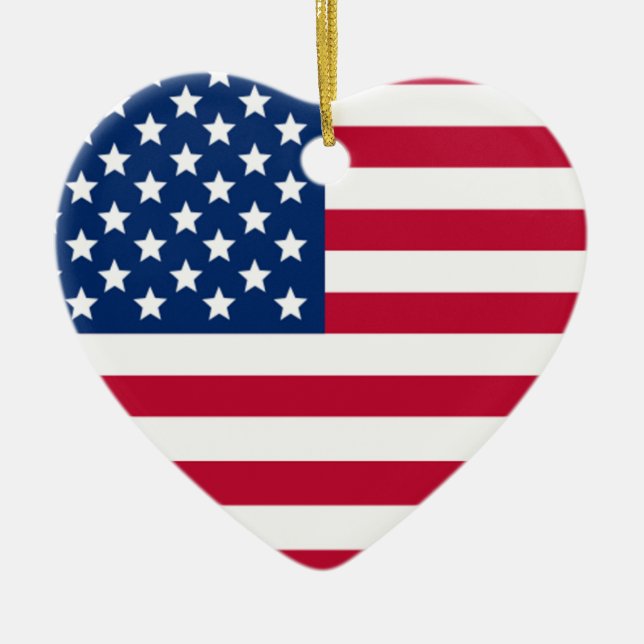 Aamerican Herz-Weihnachtsverzierung Keramikornament (Vorne)