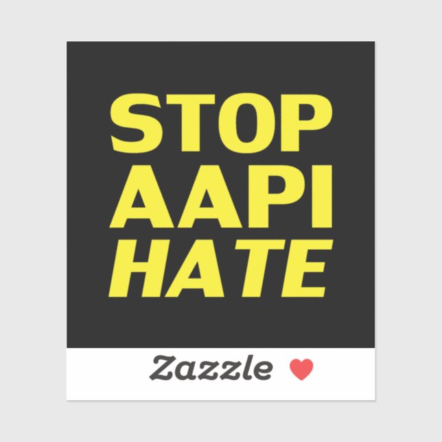 AAPI Hass stoppen, schwarz-gelber Aufkleber (Blatt)
