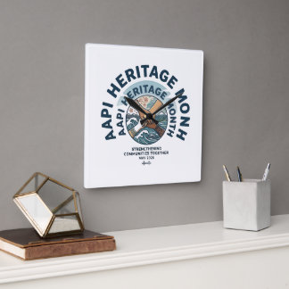 AAPI Heritage Month 2026 Power in Unity Graphic T- Quadratische Wanduhr
