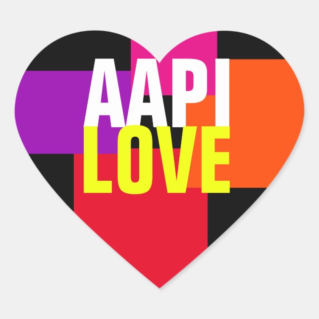 Aapi Liebe Typografie Herzkleber Herz-Aufkleber (Vorderseite)