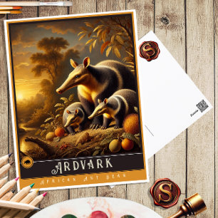 Aardvark Carte postale Famille Vintage Animal