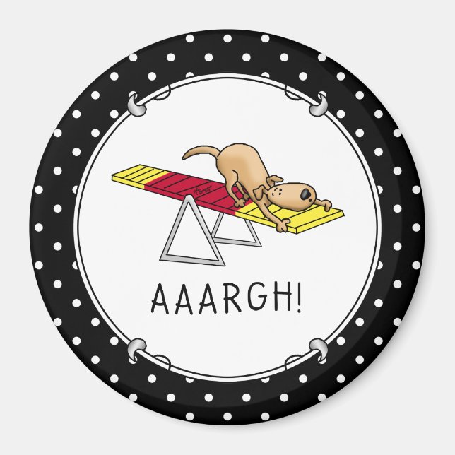 AARGH! Funny verängstigt Hund Agility Teter Magnet (Vorne)