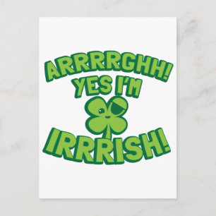 AARGHH YES I bin IRISH mit einem Piraten-KLEEBLATT Postkarte