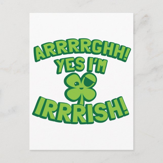 AARGHH YES I bin IRISH mit einem Piraten-KLEEBLATT Postkarte (Vorderseite)
