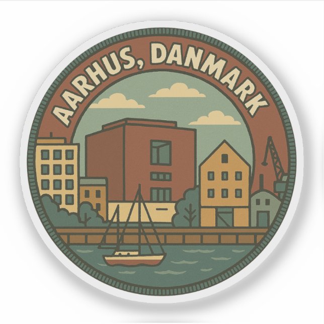 Aarhus Dänemark Stadtbild Aufkleber (Vorderseite)