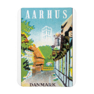 Aarhus Danmark Vintage Reiseplakat Magnet