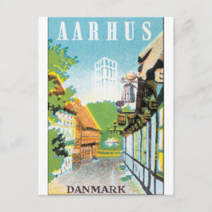 Aarhus Danmark Vintage Reiseplakat Postkarte