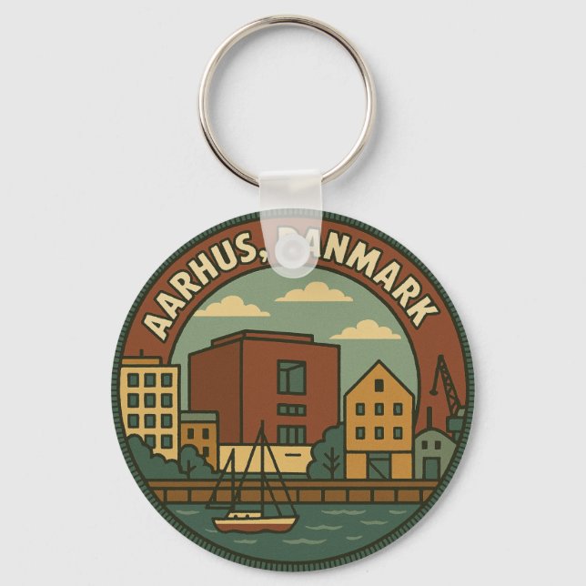 Aarhus Denmark Cityscape Schlüsselanhänger (Vorderseite)
