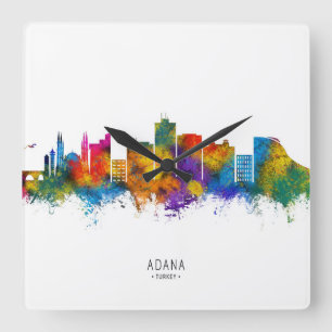 Aarhus Denmark Skyline Quadratische Wanduhr