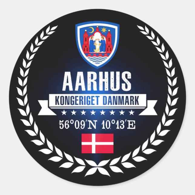 Aarhus Runder Aufkleber (Vorderseite)