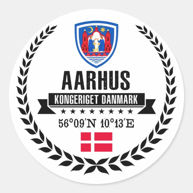 Aarhus Runder Aufkleber (Vorderseite)