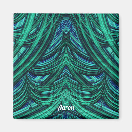 AARON ~ 3D Fraktal Design Blau grün Magnet