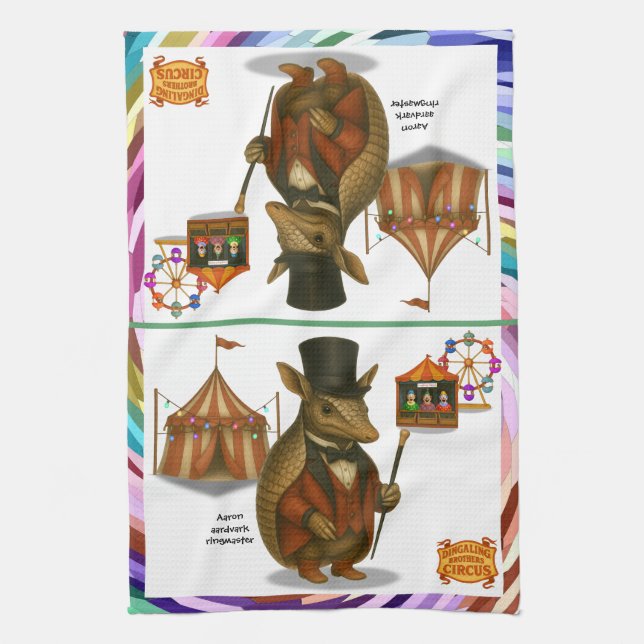 Aaron, aardvark ringmaster geschirrtuch (Vertikal)