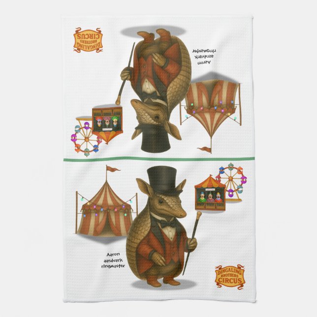 Aaron, aardvark ringmaster geschirrtuch (Vertikal)