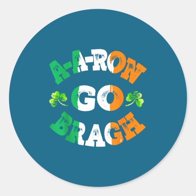 Aaron Erin Go Bragh Shamrock St Patricks Day  Runder Aufkleber (Vorderseite)