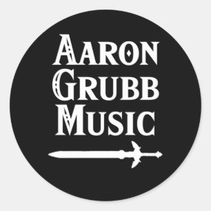 Aaron Grubb Music White Text Runder Aufkleber