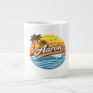 Aaron Retro-Sonnenuntergangs-Name-Design Jumbo-Tasse