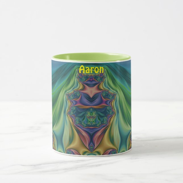 AARON ~ Zany 3D Fraktal ~ Lila Gelbe Tasse (Zentrum)