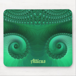AARON ~ Zany Shades of Green Fraktal Pattern Mousepad