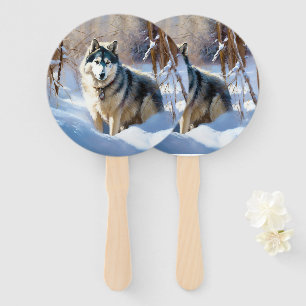 Aaskan Malamute Lass es schneien Weihnachten Fächer