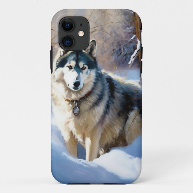 Aaskan Malamute Let It Snow Weihnachten Case-Mate iPhone Hülle (Rückseite)