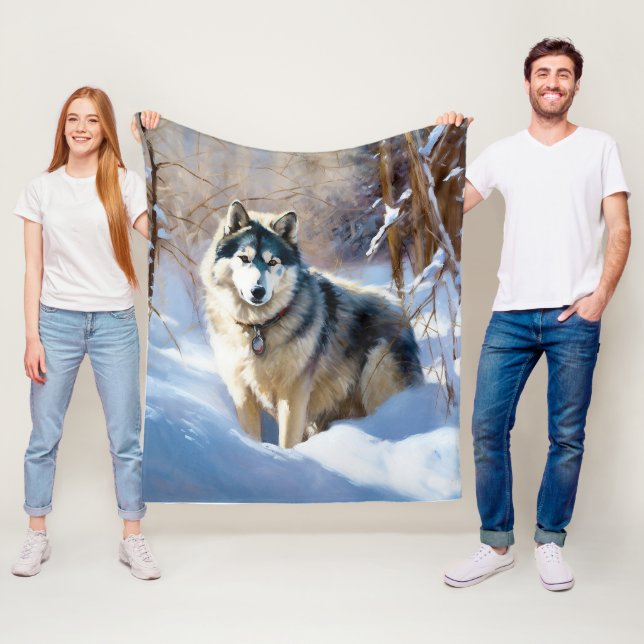 Aaskan Malamute Let It Snow Weihnachten Fleecedecke (Beispiel)