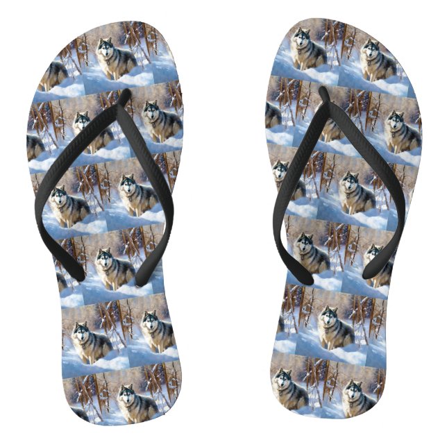 Aaskan Malamute Let It Snow Weihnachten Flip Flops (Fußbett)