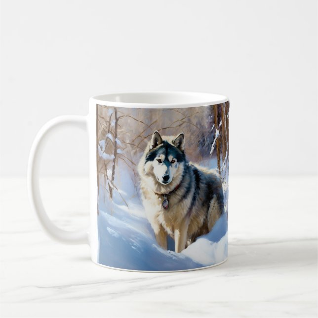 Aaskan Malamute Let It Snow Weihnachten Kaffeetasse (Links)