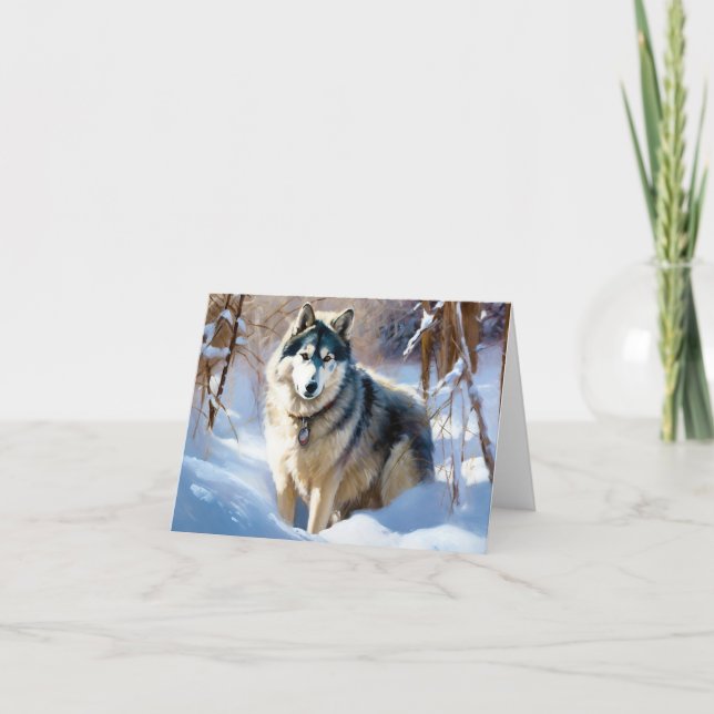 Aaskan Malamute Let It Snow Weihnachten Karte (Vorderseite)