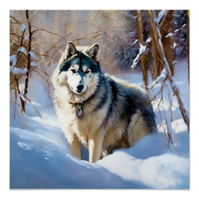 Aaskan Malamute Let It Snow Weihnachten Poster (Vorderseite)