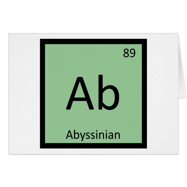 Ab - Abyssinian Chemistry Periodic Table Element (Vorderseite (Horizontal))