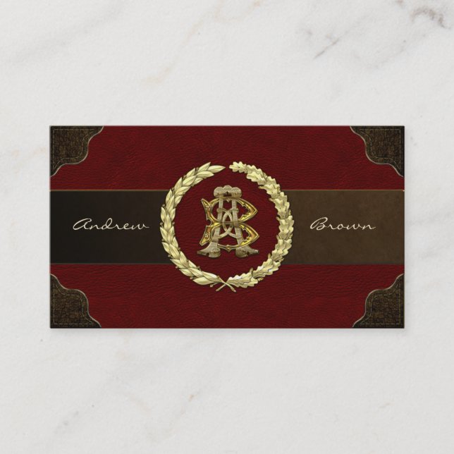 AB & BA Monogram [Gold+Leather] Visitenkarte (Vorderseite)