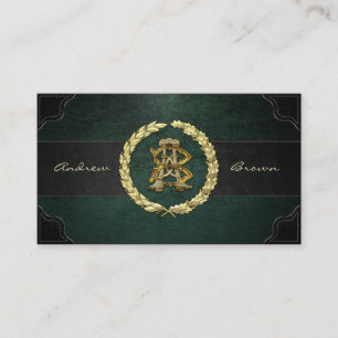 AB & BA Monogramm [Gold+Leder] Visitenkarte