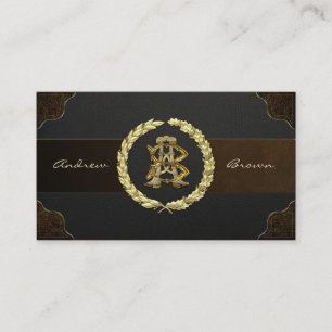 AB & BA Monogramm [Gold+Leder] Visitenkarte