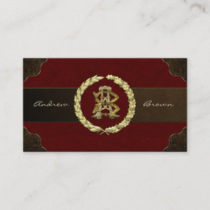 AB & BA Monogramm [Gold+Leder] Visitenkarte
