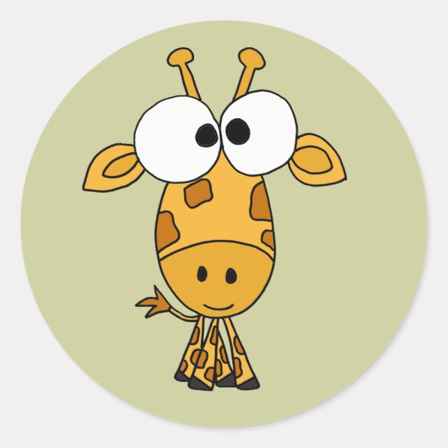 AB - Funny Giraffe Cartoon Runder Aufkleber (Vorderseite)