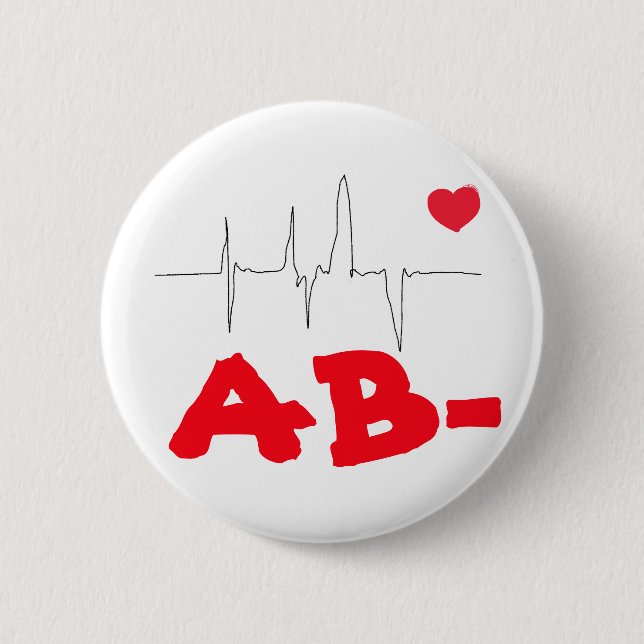 AB- Schaltfläche Herzfrequenz Funky Blood Type Button (Vorderseite)
